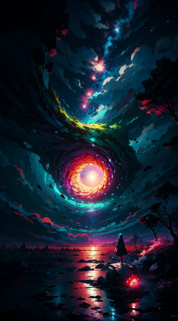 anime girl standing on a rock looking at a star filled sky, makoto shinkai cyril rolando, anime art wallpaper 4k, anime art wallpaper 4 k, anime art wallpaper 8 k, cosmic skies. by makoto shinkai, inspired by Cyril Rolando, in the style dan mumford artwork, amazing wallpaper, by Yuumei