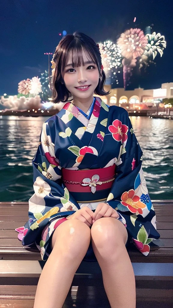 (highest quality、Tabletop、8k、Best image quality、Award-winning works)、One beautiful woman、(beautiful kimono:1.25)、(sitting with spreading legs on the Sea at night,outdoor:1.35)、(big fireworks all over the sky:1.55)、(No makeup:1.1)、(Wet shiny short hair:1.1)、(Wet, Dense short hair:1.1)、(Ultra-fine moisturized, Shiny skin:1.1)、(Ultra-fine, Lustrous and moisturized skin:1.1)、(Upper body photo,half body shot:1.25)、Brightly lit face、Very bright、Ultra-high definition beauty face、Ultra high resolution perfect beautiful teeth、Ultra HD Hair、(Ultra-high definition wet and shiny skin:1.1)、Super high quality glossy lip、(Accurate anatomy:1.1)、Big Breasts、Cleavage、slender waist,Accentuate your body lines、look at me、(short:1.1)、(Droopy eyes, Natural Makeup、Ultra-high definition beauty face:1.35)、(Ultra high resolution perfect beautiful teeth, Mid-chest, Tight waist, big laugh:1.15)、Ultra HD Shining Eyes、Super high quaHigh resolution 16K human skin closeup。 The skin texture is natural、,Pores、It must be detailed enough to be easily identifiable.。 Skin should look healthy and have an even tone。 Use natural light and color,lity glossy lip