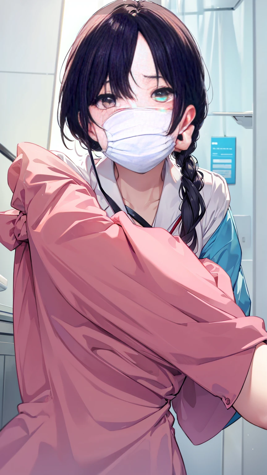Change your posture，contempt eyes，Wearing a mask，Doctor&#39;s uniform