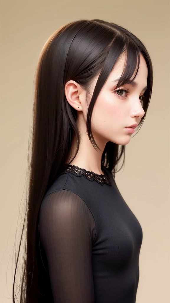 a girl with a head on both sides, girl avec de longs cheveux noirs, superbe portrait de visage, deux belles filles, conjoined woman,