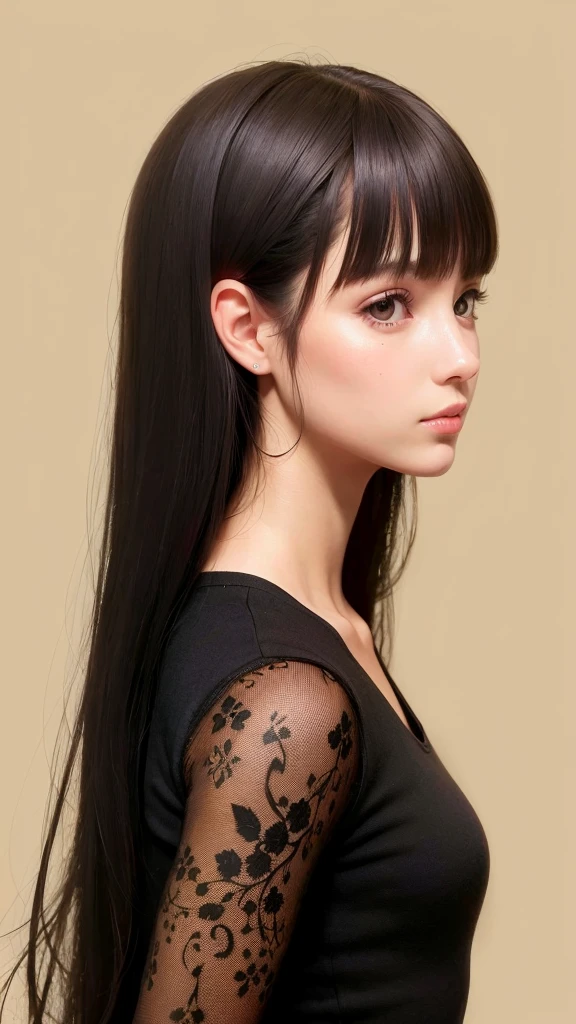 a girl with a head on both sides, girl avec de longs cheveux noirs, superbe portrait de visage, deux belles filles, conjoined woman,