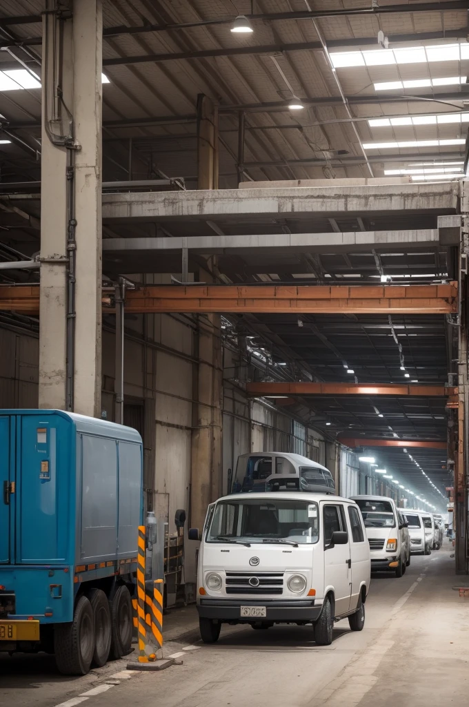 Industrias modernas , com carros e pessoas indo trabalhar apressadas de terno 