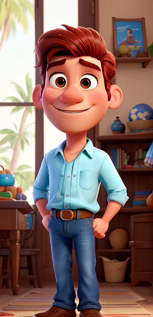 Um homem moreno estilo disney pixar, alta qualidade, melhor qualidade