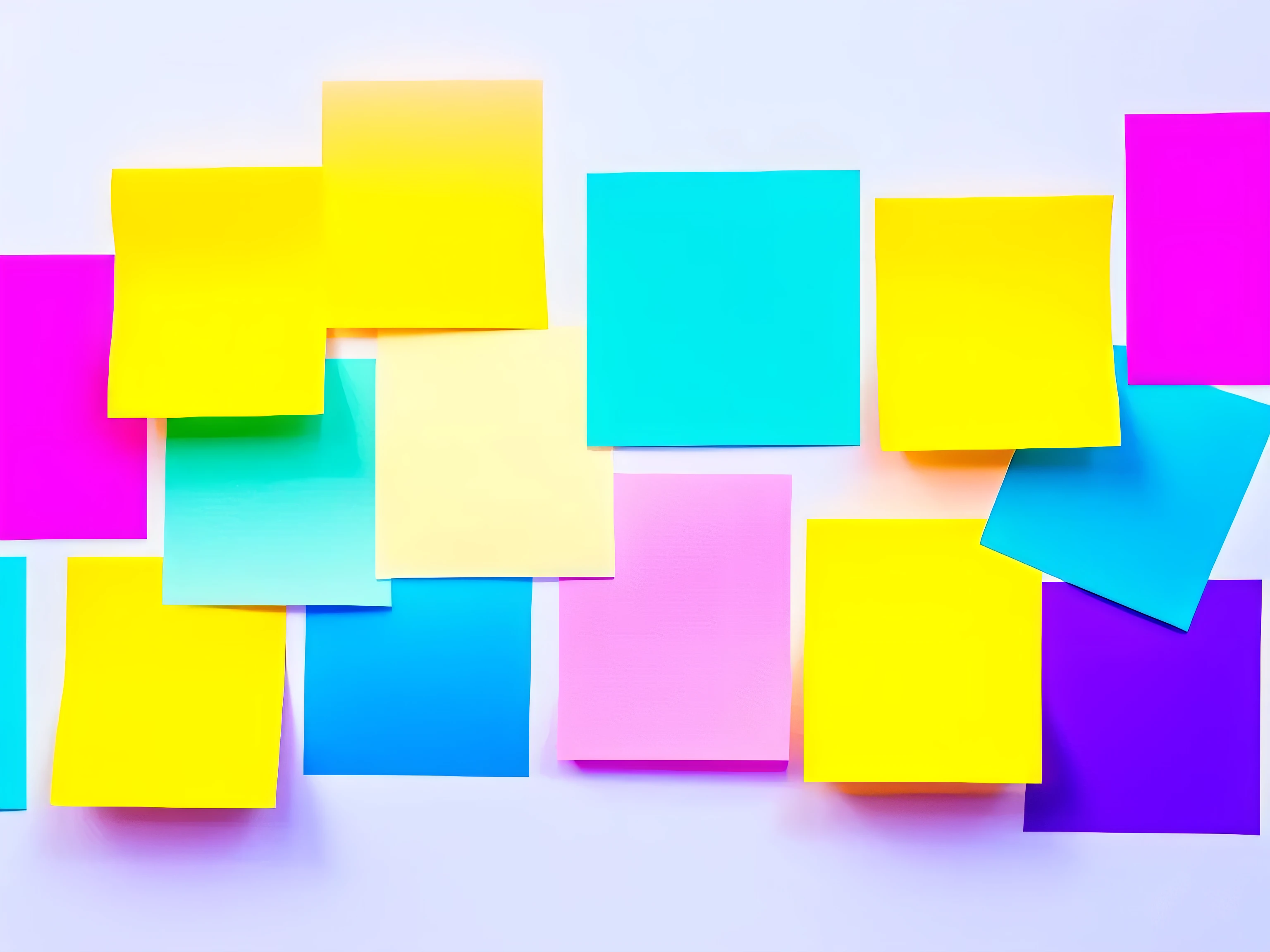 Post-it notes,White background,Vibrant gradient colors