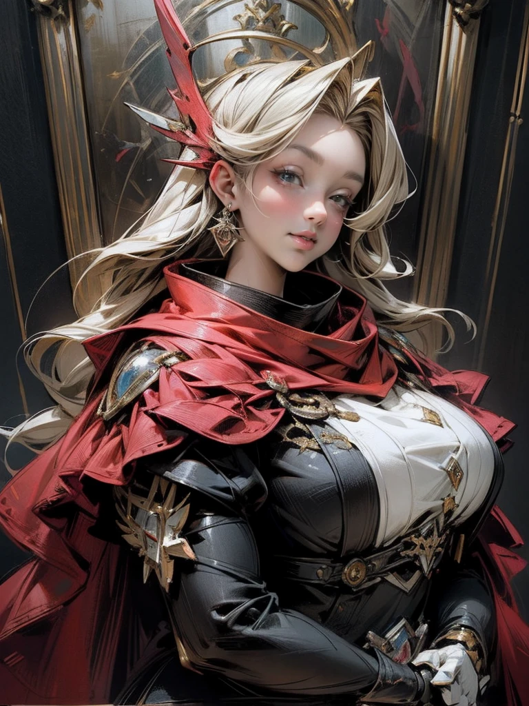(Kamen rider angel lady:1.1),A moevius painting,angel lady,manga-anime,high detail color art,platinum lilly,plus size curvy huge bust upper body style middle age adult lady,poetic lady,bewitching smile,red rouge parted lips,jewellery,young bloods teams,secretary and boss,beautiful Illustration,High resolution,8K,Very detailed,Best Illustration,Best Quality,ultra-detailliert