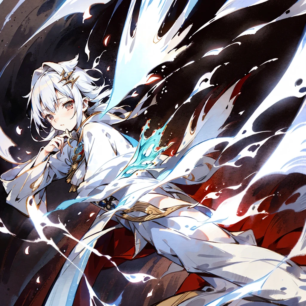 Magical cleric, Final Fantasy 14 white mage, body infused with metal, japanese yukio-e art style