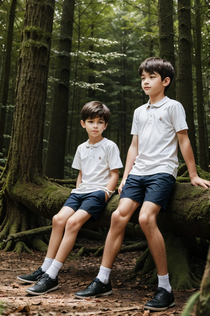 Two boy in forest