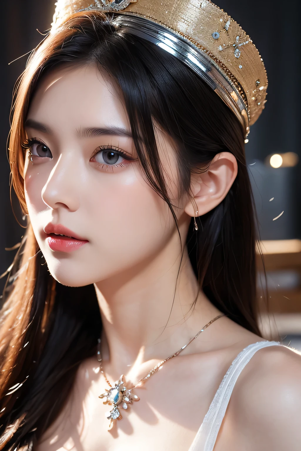 High-quality work,Realistic works,Super premium graphics,8K HD CG works,high quality graphics,High-definition and exquisite CG works,10x pixels,Ultra-fine details:1.1,Advanced technical details:1.1Realistic photo effects,Interior lighting effects:1.5,natural soft light:1.5. Light effect(Virtual light effects:1.8),ultra high resolution,shining dress,sliver long hair,silber hair,transparenthair,high detailed hair(Quality hair details:1.1)Clear eyes,Double eyelids look good,Sharp eye makeup, Create exquisite eyelash makeup, tthin eyebrows, Ultra-detailed eyes,a tall nose, lovely red lips, rosey cheeks, With delicate makeup on her face , pretty face, The face shape is perfectly proportioned,(Advanced facial details:1.1) a beauty, short hair, delicate facial features, perfect face, full body view, big breasts, huge breasts, cleavage, yellow rune paper pasted on the face, a lot of Taoist rune paper pasted on the body, super beautiful hand, super beautiful eyes(look at the viewer), Qing dynasty official hat, belly pocket, female zombie, Hong Kong lam cheng ying zombie movie character, pale skin, fair skin, shiny skin, vampire teeth, amazing beauty, dynamic pose, delicate face, abandoned warehouse background, messy, gorgeous, high detail skin, Realistic skin detailing, sharp focus, volumetric light, 8k UHD, DSLR, high quality, film grain, realism,Women's artwork,Dress full body video,Realism,Amazing Cleavage,My eyes are very bright today