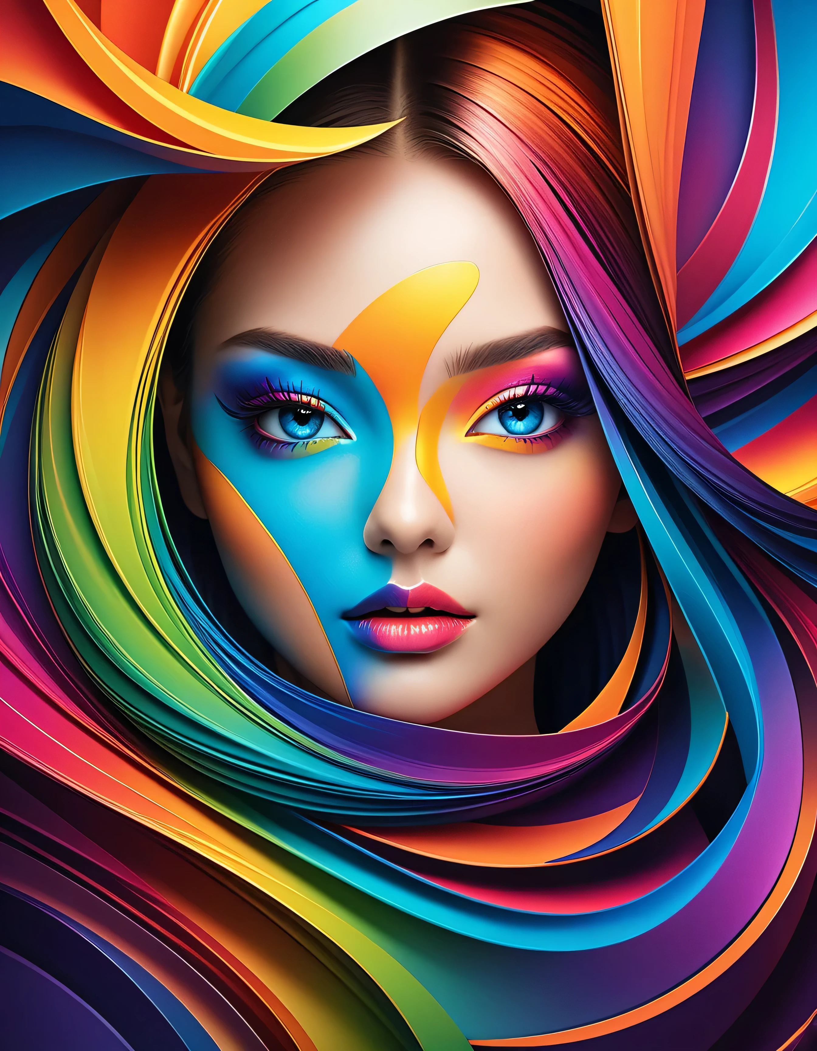 create a wallpaper with color gradients and color scheme that mix together harmoniously. Focus on dynamic and eye-catching designs that are ideal for creative plaques, posters and covers. (masterpiece), (best quality), (high resolution),