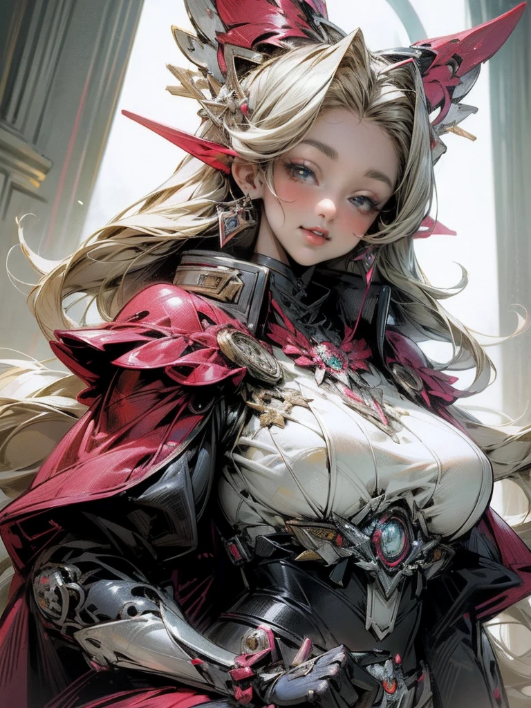 (Kamen rider angel lady:1.1),angel lady,anime,high detail color art,platinum lilly,plus size curvy huge breasts upper body style middle age adult lady,bewitching smile,red rouge parted lips,jewellery,young bloods teams,secretary and boss,beautiful Illustration,High resolution,8K,Very detailed,Best Illustration,Best Quality,ultra-detailliert