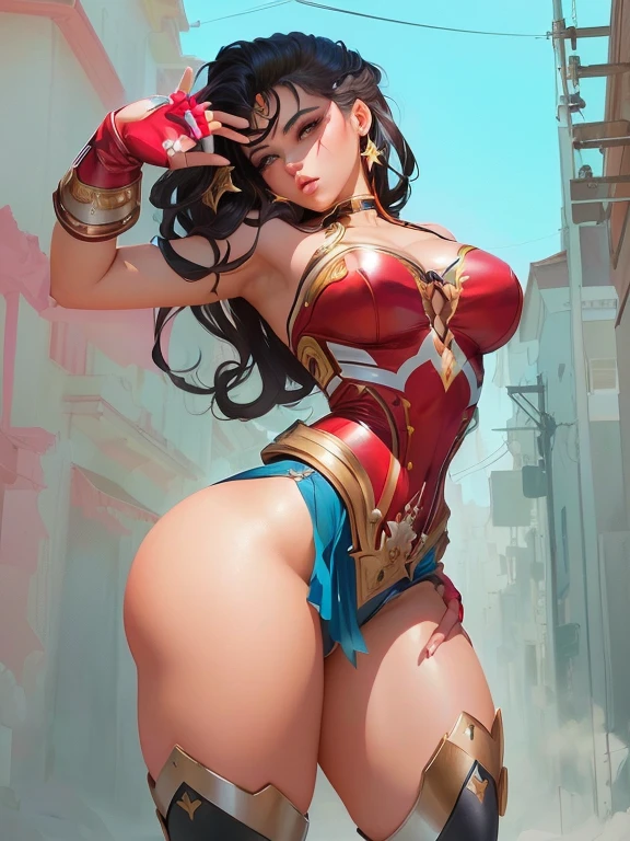 uma imagem de desenho animado de uma mulher com uma fantasia maravilhosa posando, artgerm extremamente detalhado, estilo artgerm, German style art, quadrinhos artgerm, desenhado no estilo de artgerm, Mulher Maravilha, artgerm no artstation pixiv, artgerm 4k, no estilo de artgerm, in the estilo artgerm