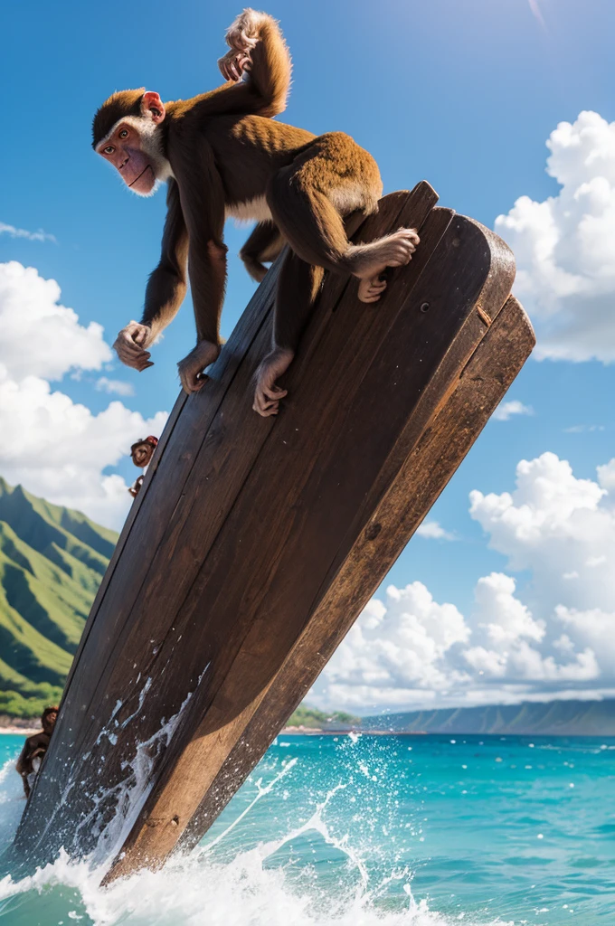 A monkey surfing in Hawaii 