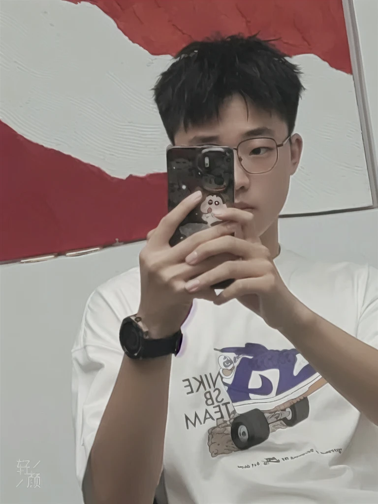 A man takes a picture of himself in the mirror, 8k selfie photo, cai xukun, Hong Junheng, yanjun chengt, Hentai, xintong chen, jinyoung shin, Kim Do-young, 1 7-year-old boy facelift, 35mm - width 1920 - height 1080