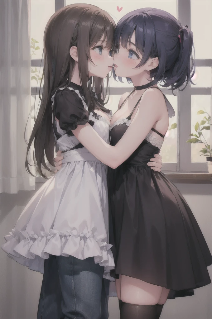 (((Two girls kissing and touching each other's crotches on the bed)))watercolor, masterpiece, highest quality, Very detailed, Two girls kissing, whole body, Beautiful fine details, Cute anime face, whole body, Beautifully detailed face, Long blonde hair, (Lesbian illustrations:1.5), White sheer frill dress,(((nsfw)))(((naked))) I can see your crotch Artemis Venus