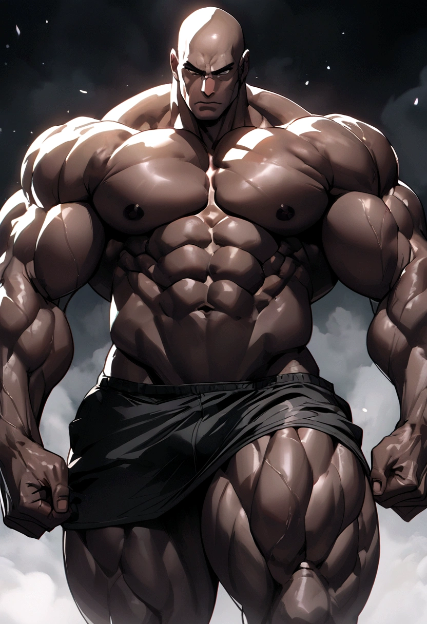 Very muscular naked black male bodybuilder