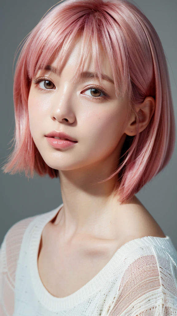 (8k, highest quality, masterpiece: 1.2), Very detailed, highest quality, Ultra-high resolution, Written boundary depth,(Very detailedな,Caustics),(Realistic:1.4,RAW shooting,)Ultra-Realistic Capture,Very detailed,High resolution 16K for human skin、 The skin texture is natural、Skin tone is even and healthy looking、Use natural light and color,One Woman Wide Writing、Natural Shading,Japanese,1 girl, (whole body), Beautiful Eyes,short hair,14-year-old girl,cute,Pink Hair,