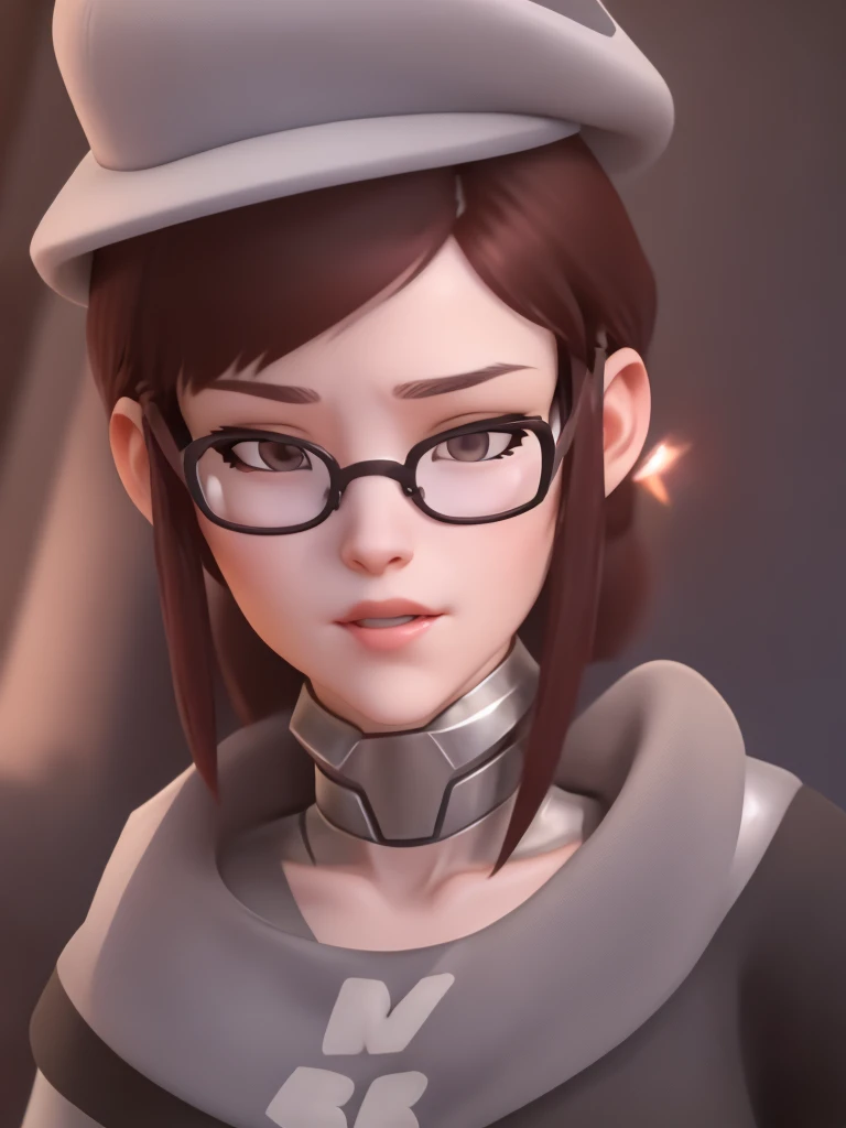 a beautiful woman with short brown hair, round glasses, wearing a plain white t-shirt, in her bedroom, 1 girl solo, cinematic lighting, high resolution, physically-based rendering, extremely detailed, 8k, volumetric lighting, hyperrealistic, detailed facial features, masterpiece, intricate details