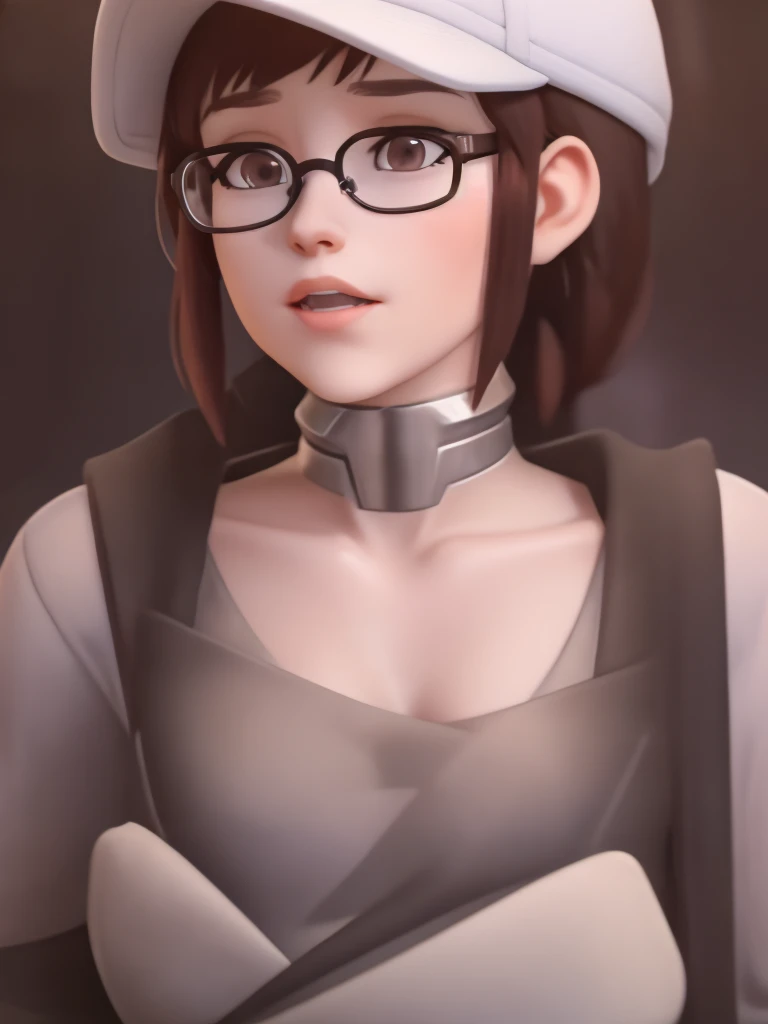 a beautiful woman with short brown hair, round glasses, wearing a plain white t-shirt, in her bedroom, 1 girl solo, cinematic lighting, high resolution, physically-based rendering, extremely detailed, 8k, volumetric lighting, hyperrealistic, detailed facial features, masterpiece, intricate details