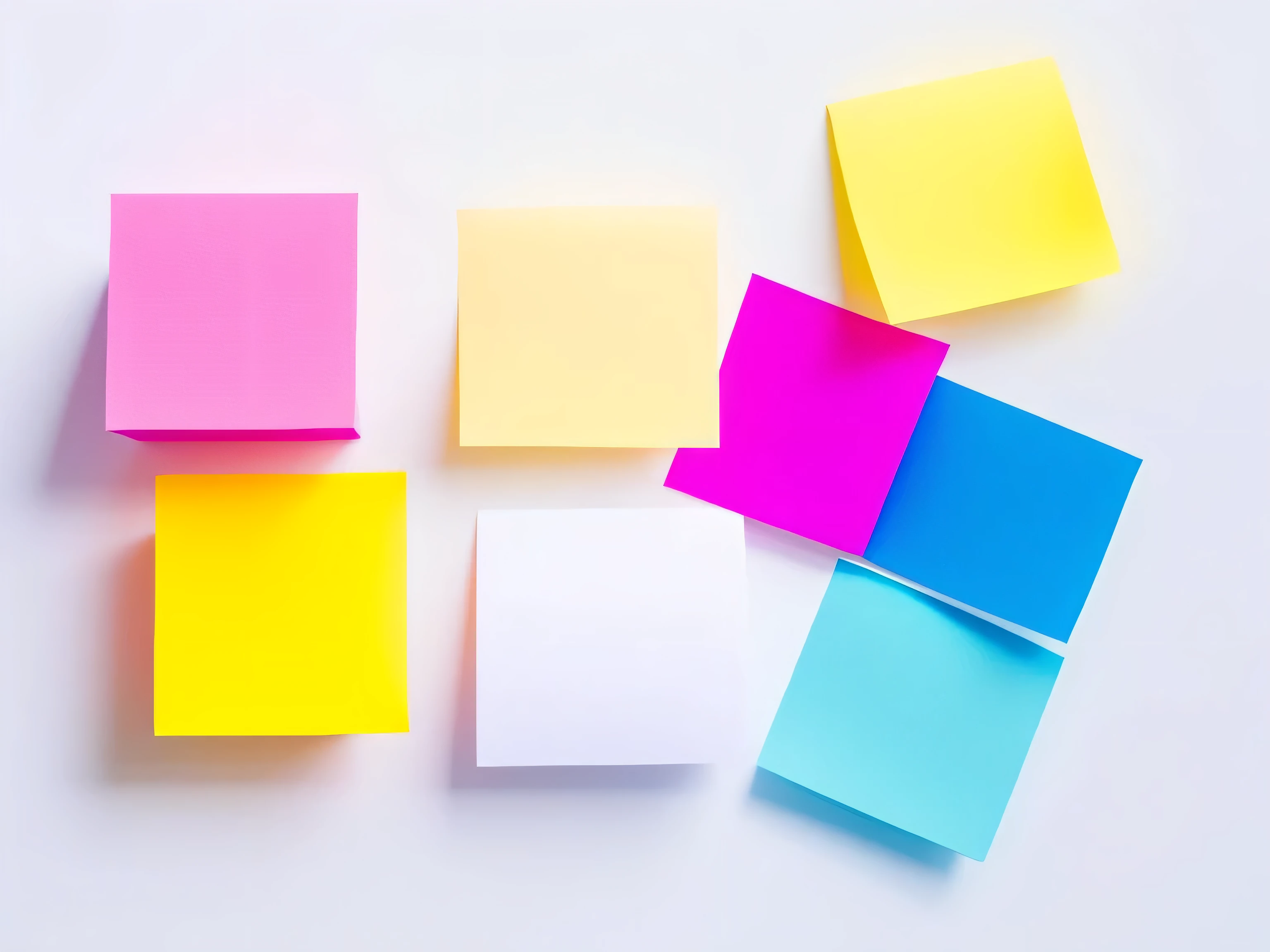 Post-it notes,White background,Vibrant gradient colors