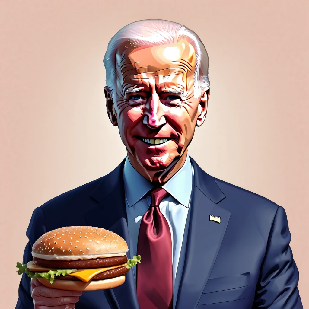 Create an amazing image of Joe Biden using the McDonald's art style