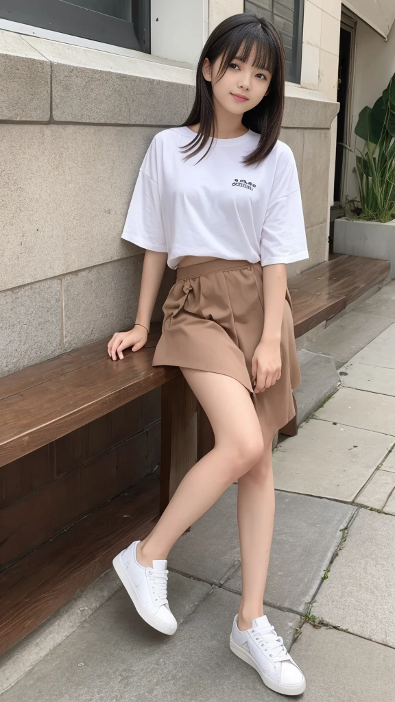 (RAW best pictures, highest quality, pieces fly: 1.2), (best pictures: 1.4), whole body, shoes, cute japanese face, ((18-year-old)), (((round and big: 1.6)) spread one'chest of,), cleavage, Center your chest, show off your chest, (pink dress, ruffle bikini, No sleeve, Short length shirt , short skirt, mini skirt, thin legs, Baggy white shoes, pink heels),belly button,belly buttonまんこ, high waist, standing pose, inner thigh, whole bodyショット, Angle of view from above, vision (shy smile)