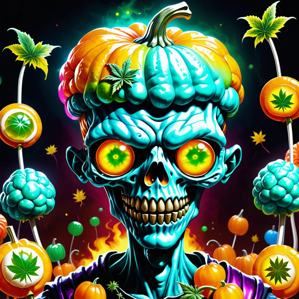 ((realistic,digital art)), (hyper detailed),h4l0w3n5l0w5tyl3DonML1gh7 Mysterious candies fluo coloured lollypops cannabis Scary Portraits Fairy colored candies Haunted School Zombie ???????? Brain Candies Coffin Props Devilish Smile Witches' Brew Glow ???????? leaves Playing Halloween-Themed Games,