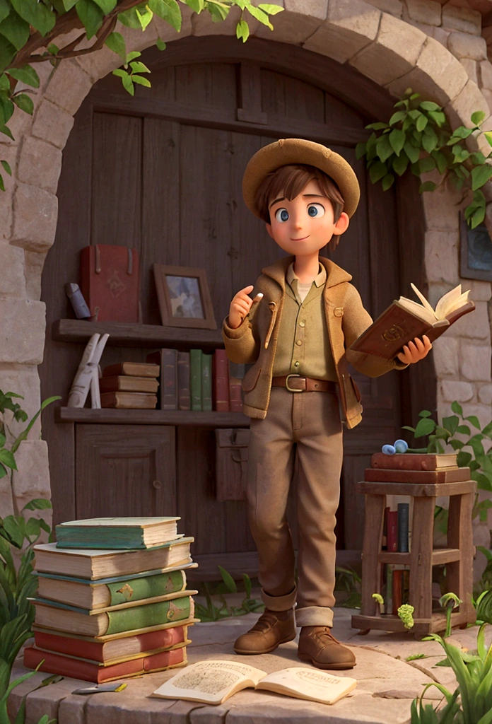 Once upon a time, in a small village in the mountains, there lived a young man named Lucas. He was known for his insatiable curiosity and his desire to find meaning in life. One day, while exploring the village's old library, Lucas found a dusty book with a worn leather cover. The title was "The Hidden Treasure".