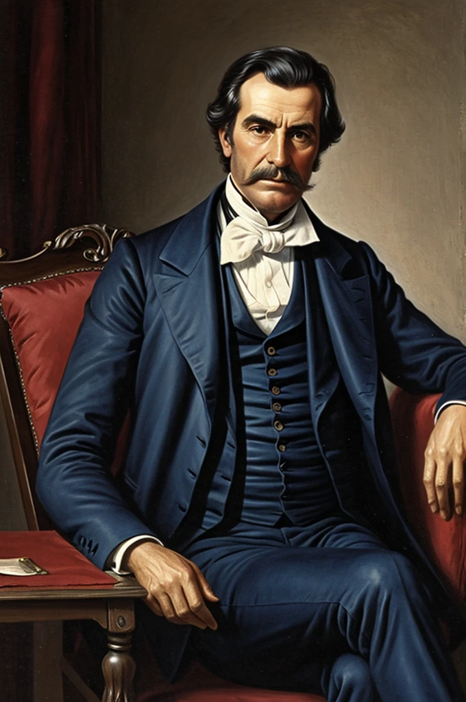 Bourgeois man from the year 1830 in Argentina sitting