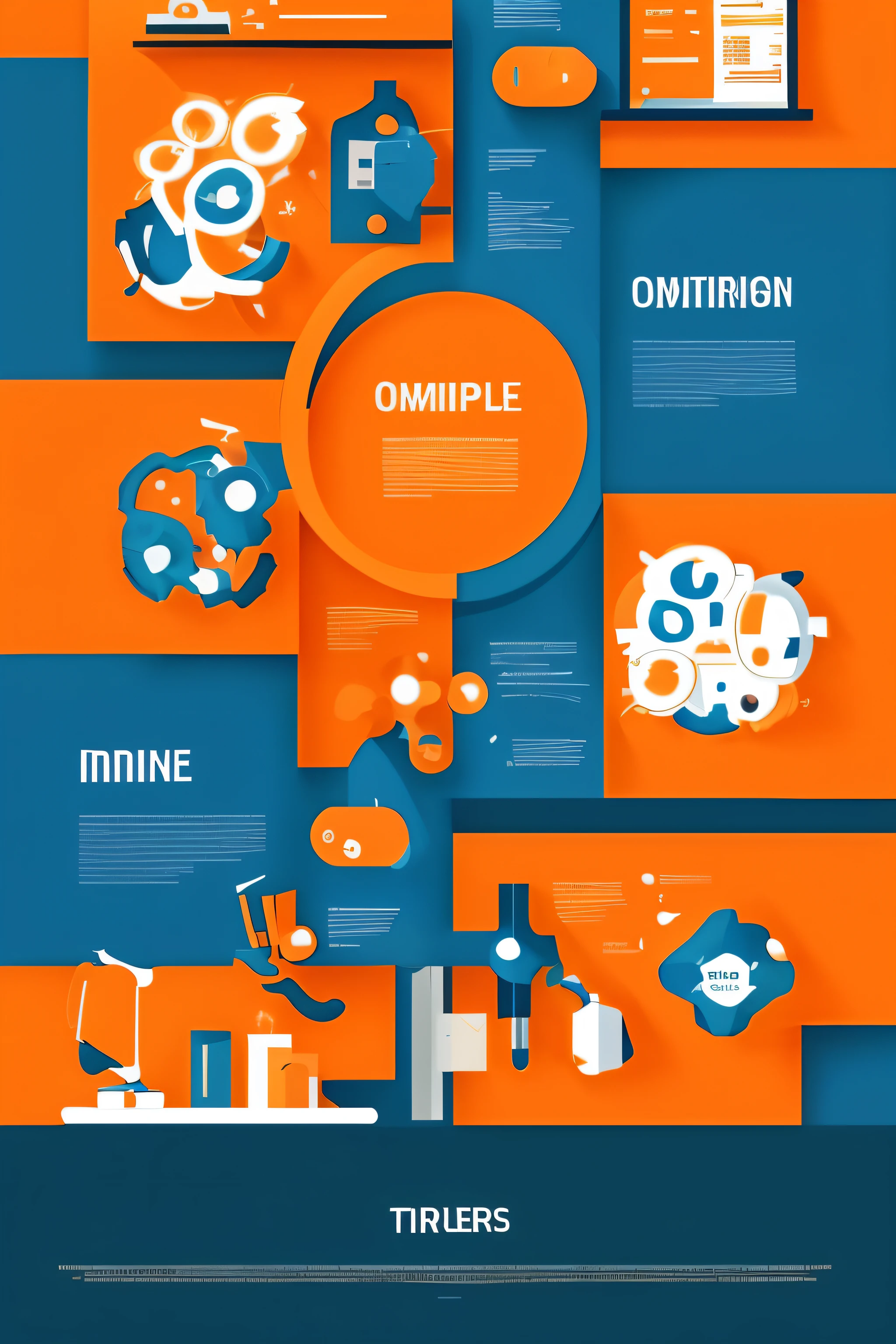 Complete a poster design，Submit three views and renderings of product design，The overall tone of the poster background is orange and blue，The picture does not show the characters
