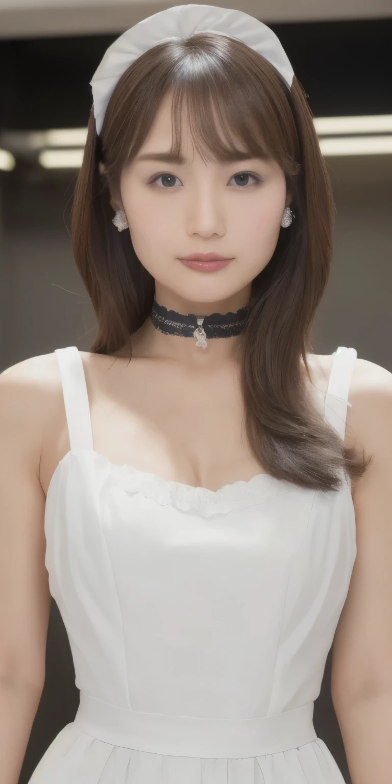(8k, Original photo, highest quality, masterpiece:1.2,),((((((truthistic, photo truthistic:1.3)))))),(((Simple Background:1.2))),(((Shut your mouth.:1.3))),Ultra-high resolution,(Beautifuly delicate eyes), (8k, Original photo, highest quality, masterpiece),(truthistic, photo truthistic),Ultra-high resolution,Highly detailed CG synthesis 8k wallpaper,Sharp focus,(truth_skin, oily skin),Perfect Anatomy,thin and long,(Cinema Lighting), Break 1 Girl,bangs,Beautiful Hair,Semi-long hair,Night Time,(Love Hotel at Night),(thigh),(Sexy maid outfit),Full Body Shot,choker,upright,Hollow Eyes,Thin eyebrows,Face like a Japan person,透き通ったskin,Erotic,Medium chest,Small Nose,Natural Lip,sex slave,Doll-like look