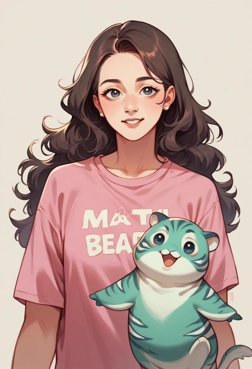 one year baby,
eyes too, his mother brunette with fulfilled hair two copies, pink t-shirt with white stripes
long sleeve, sea beatch