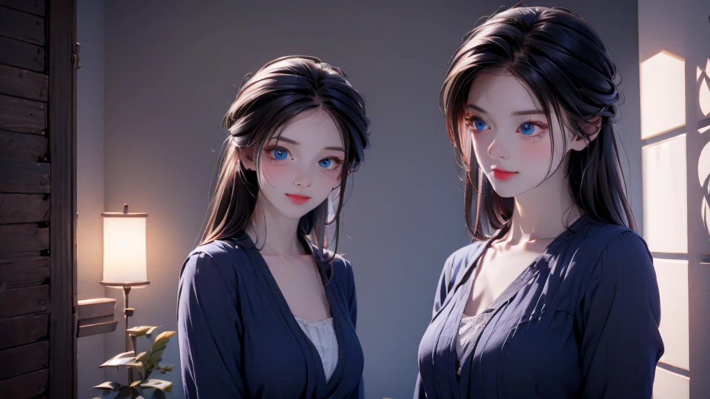  Boy&Girl , Boy medium light black hair, Girl medium light Blue hair, light blue eyes, wearing black suit, night city, 18+ , high res, ultrasharp, 8K, masterpiece, looking from behind