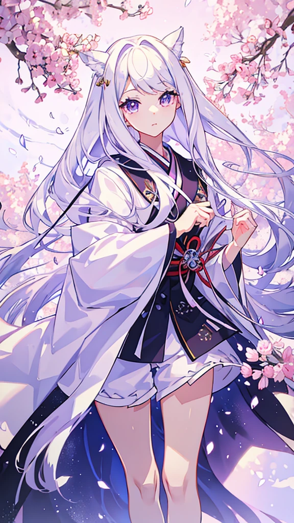 masterpiece,8k,girl,long white hair,Bangs,middle parted Bangs,big eyes,Eye tail upturned,Light purple eyes,Exquisite facial features,Eyes as dazzling as diamonds,Japanese high school students,Jacket,High-waisted shorts,at home
