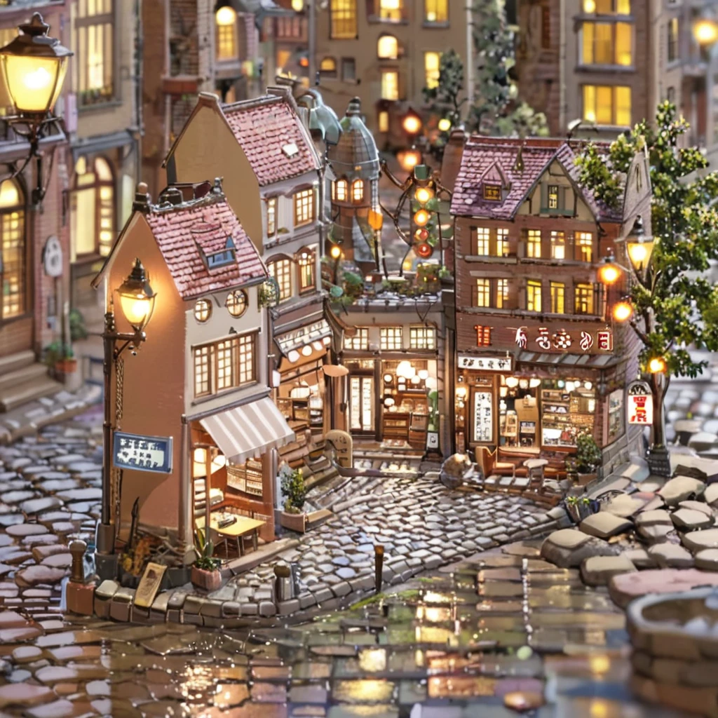 ((tilt-shift photography)),

BREAK {lofi art, style of Laurie Greasley, style of Makoto Shinkai, anime aesthetic}, (((retro street scene, depict a nostalgic cityscape from the 1950s, featuring cobblestone streets and vintage buildings, the architecture include brick and stone facades, with charming storefronts displaying period-specific signage and window displays, elements like old-fashioned lampposts)))

BREAK {((anime:1.4,illustration)),(masterpiece, top quality, best quality),(ultra-detailed, absolutely resolution),((16k, high res)). BREAK {lofi art, style of Laurie Greasley, style of Makoto Shinkai, anime aesthetic}