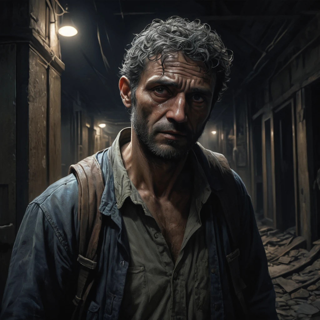 lost man in the dark place, best quality, masterpiece, reprepentative work, official art, professional, ultra intricate detailed, 8k