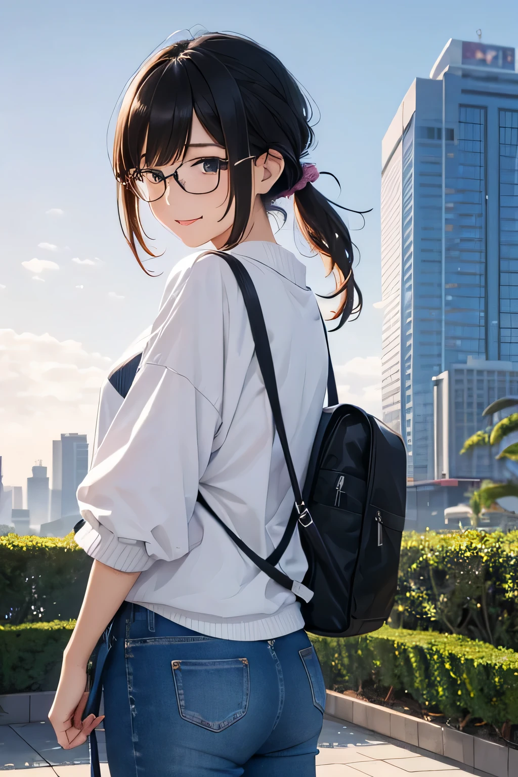 highest quality、High resolution、Detailed Background、(Beautiful face in every detail:1.4)、Anatomically correct、(Detailed facial expressions)、(Detailed eyes:1.2)、Teenage beauty、(Highly detailed face:1.4)、cute hair color、Braided bob cut、Braided Ponytail、cute hairstyle、well-groomed eyebrows、Perfect body line、Glasses、A big smile、Smiling、A fun atmosphere、Cute gestures、Active play and cute appearance、
(Three beautiful girls standing side by side taking a selfie with a big smile:1.5)、
Beautiful natural scenery such as lush parks, blue skies and white clouds make a great background.、
The silhouettes of skyscrapers and modern architecture create a sophisticated atmosphere.、The illuminated buildings at dusk are particularly impressive.、
Bright flowers々The lush greenery adds a touch of natural color.、Flowers in a vase, garden views, etc.、
Colorful graffiti and artwork on the walls create an artistic atmosphere.、
T-shirts and polo shirts、Long sleeve cut and sew、jeans、Knee-length or skinny jeans are recommended、
Shorts、Flared skirts and culottes are cute.、
sneakers、Sandals、A strap is recommended、
Backpack、Sacoche、Caps and bucket hats are cute、cute