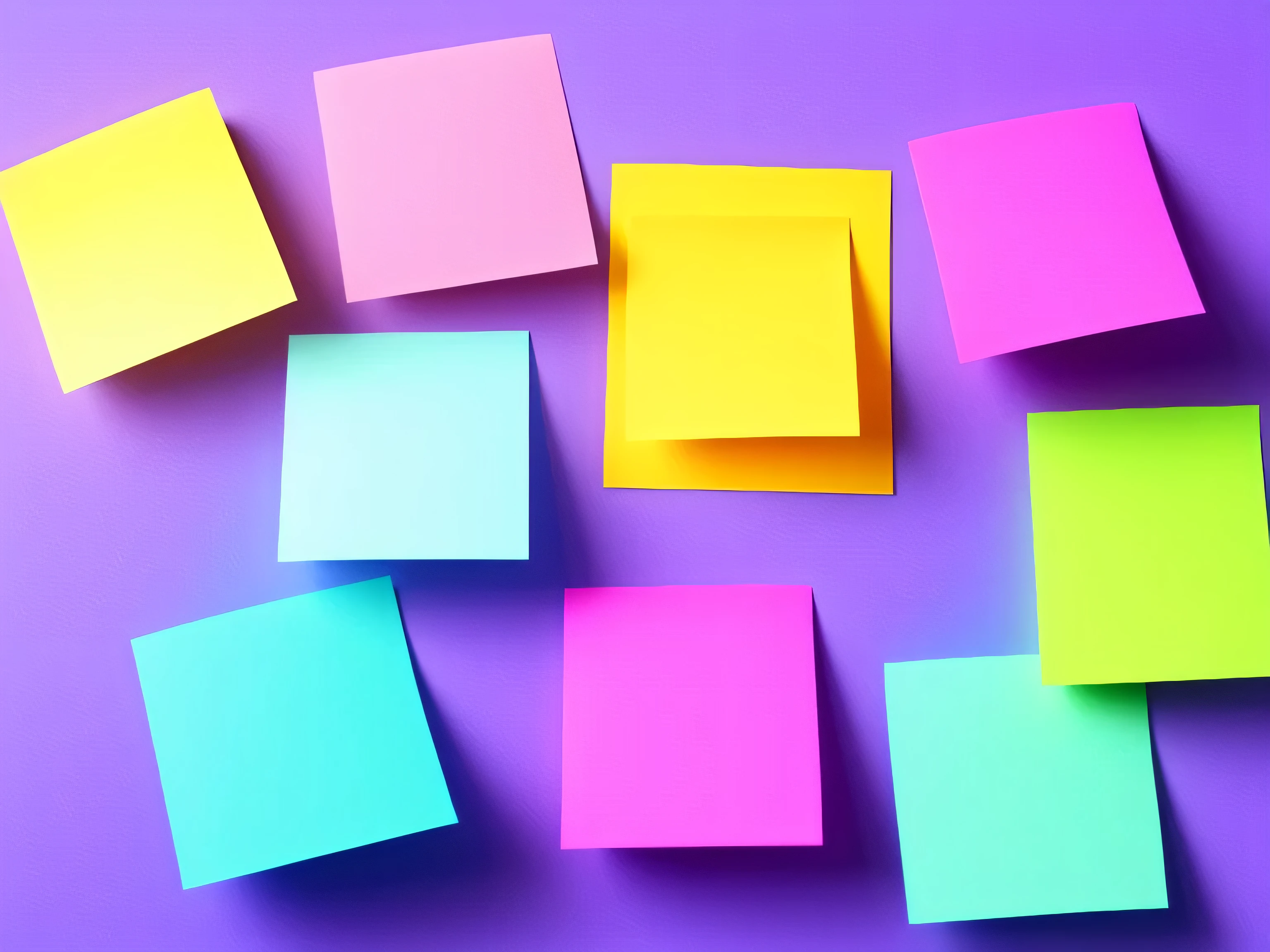 Post-it notes,White background,Vibrant gradient colors