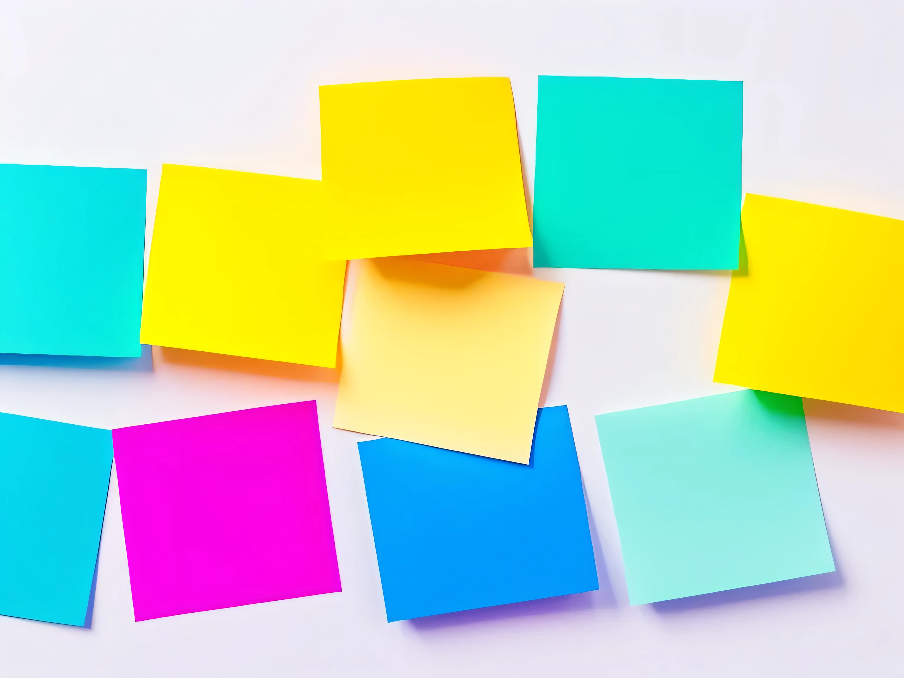 Post-it notes,White background,Vibrant gradient colors