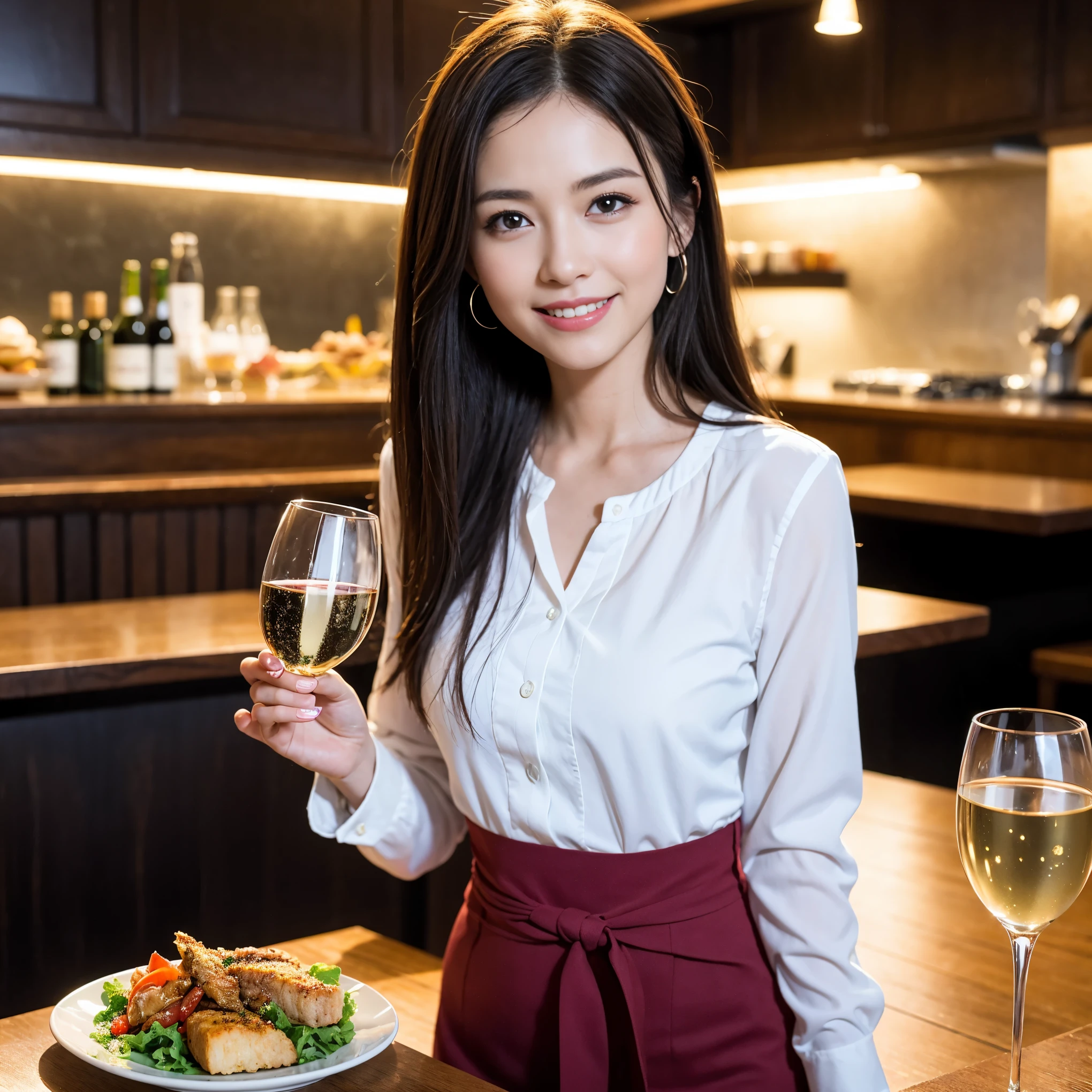 ((highest quality、8k、masterpiece:1.3))、1 male、1 female、Couple、spouse、Couple、The body is slim、((Bob Hale、Straight hair:1.2)), (Realistic, Intricate details:1.2), テーブルの上のwine glass、Shine light on your face、 Amazing view of the sunset sky and clouds、Amazing mountain views、A bright smile、The wonderfulness of smile、Bright image、The beauty of wine, Beautiful Face, blue eyes, The light shines on your face, Blushing, short hair,Bright Face、 (Age 37), 39 years old, red wine 、Appetizers、Italian food、Wine bottle、Champagne、sparkling wine、Two beauties、Brown Hair、Shortcuts、Long sleeve shirt、dress、Pretty Woman 1, (slimな顔), (The body is slim), (Brown Hair), (Shortcuts), cheeks turn a little red,Attractive beauty、restaurant, In a prominent place (From the waist up) Nova Frog Style, actress, model, Upper Body, White wine, slim, wine glass, 中央に置かれたwine glass, smile, (smile: 1.15), Beautiful fine grain, Depth f/2,saturation, High Contrast, Strong light and shadow,Moist Body:1.5、3D texture、Delicate eyes、Brown Hair、The hair is very shiny、