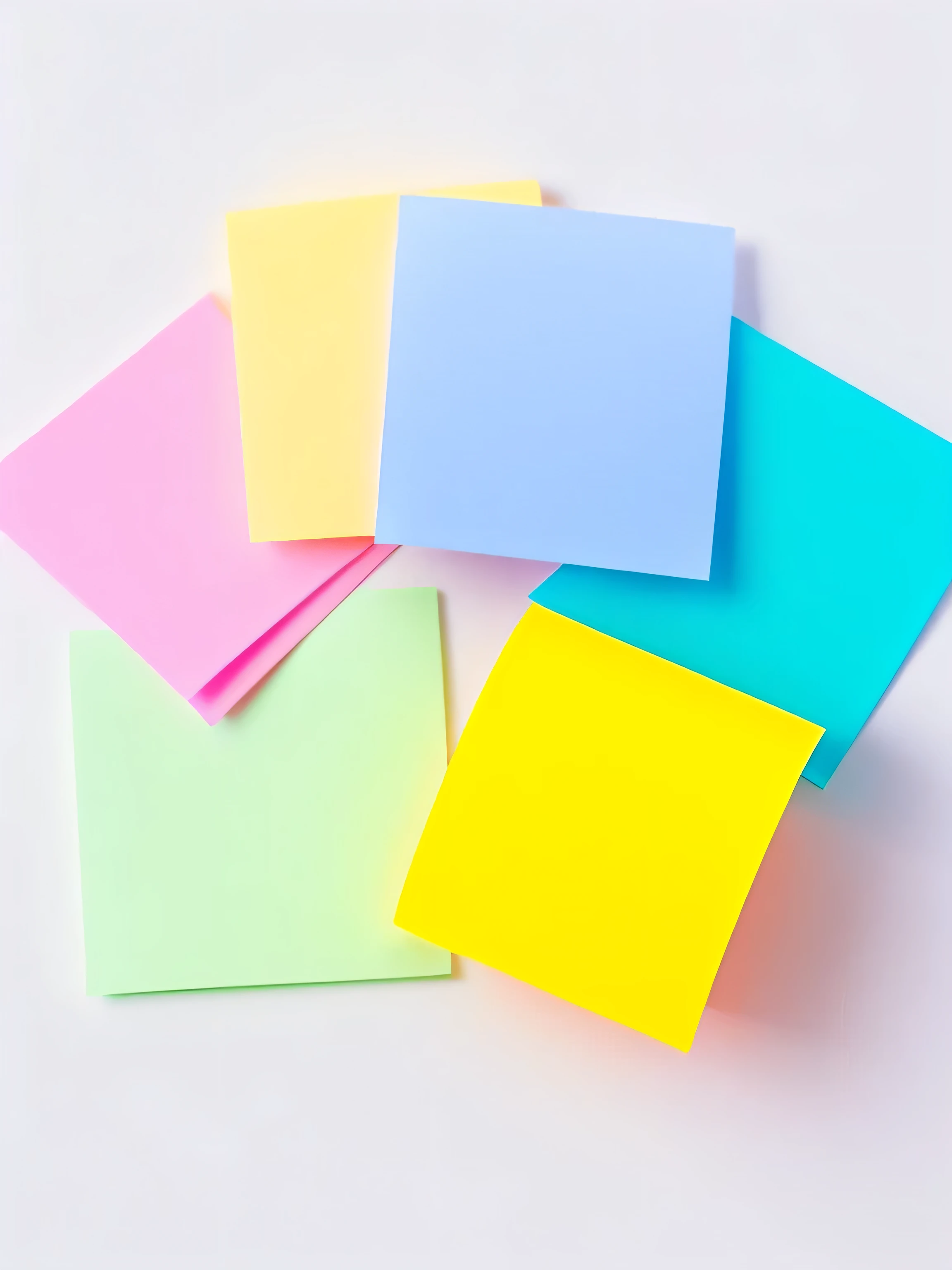 Post-it notes,White background,Vibrant gradient colors