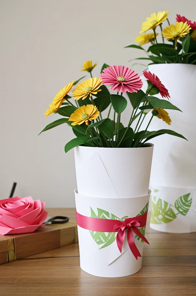 Gift idea Paper flower pot