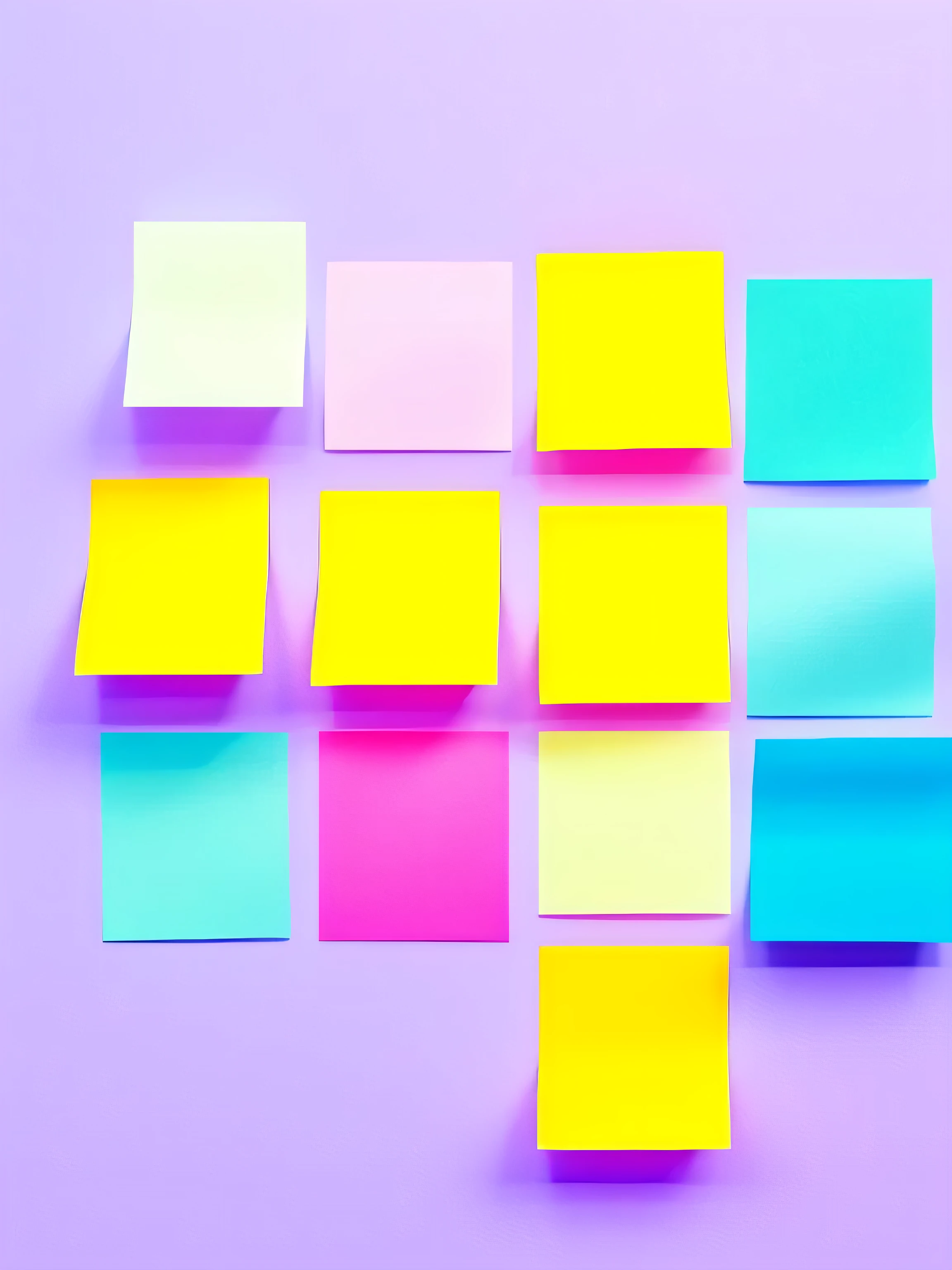 Post-it notes,White background,Vibrant gradient colors