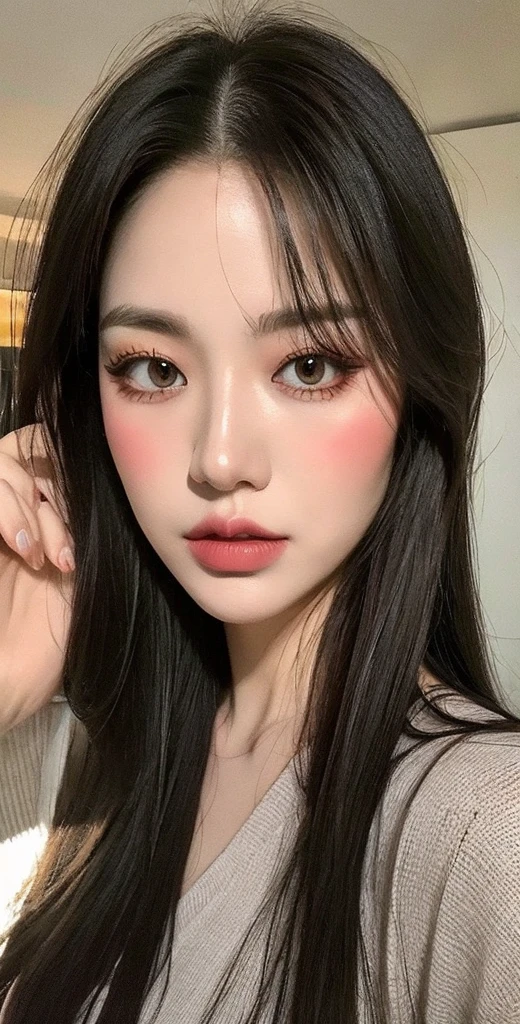 pieck finger, ((masterpiece)), best quality, 1girl, eye shadow, upper body, portrait, selfie.