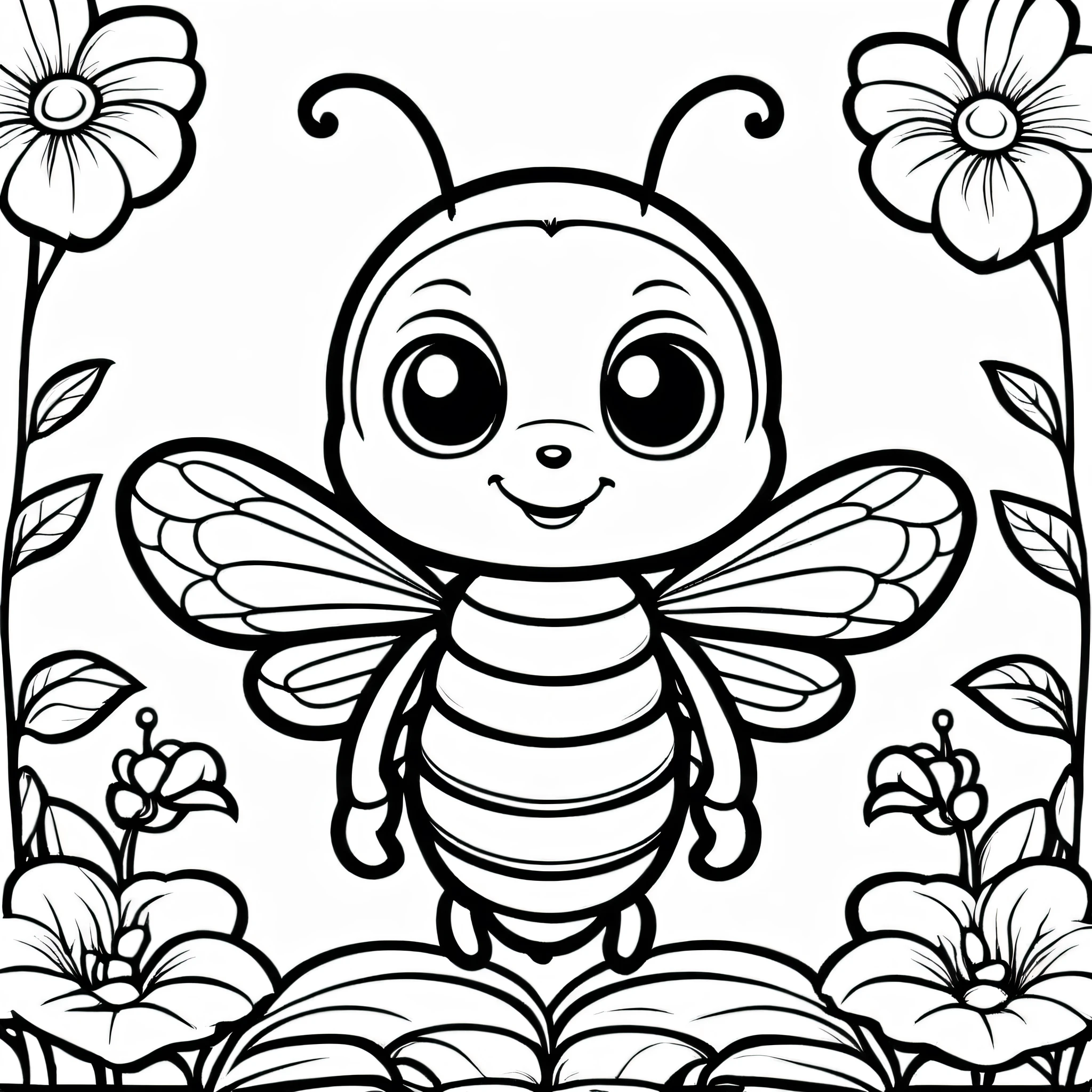 A cute bee, cartoon, Coloring Book, ColoringBookAF,