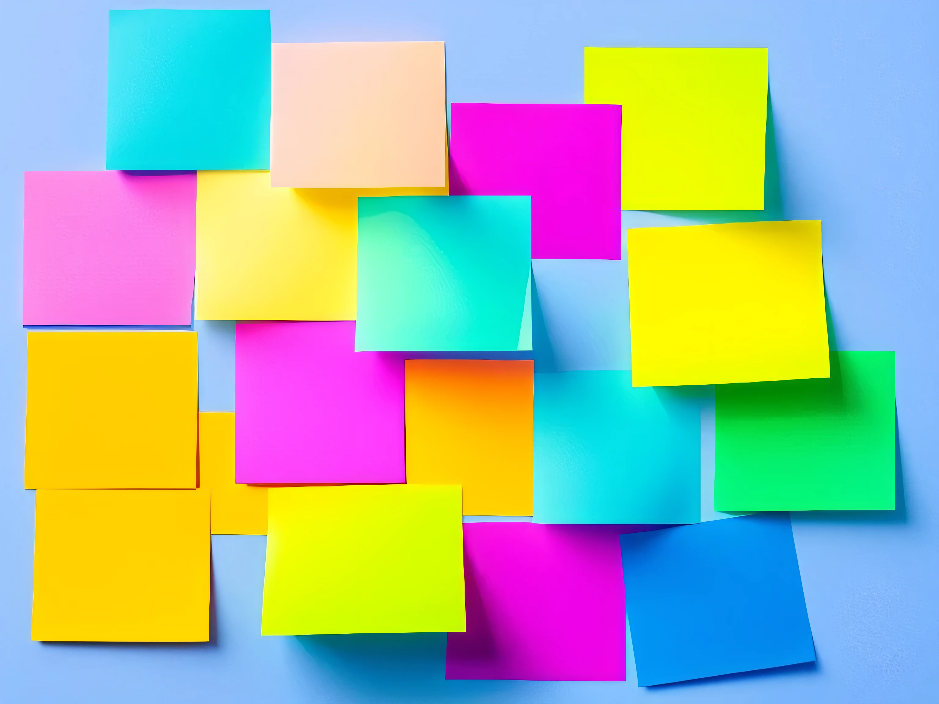 Post-it notes,White background,Vibrant gradient colors