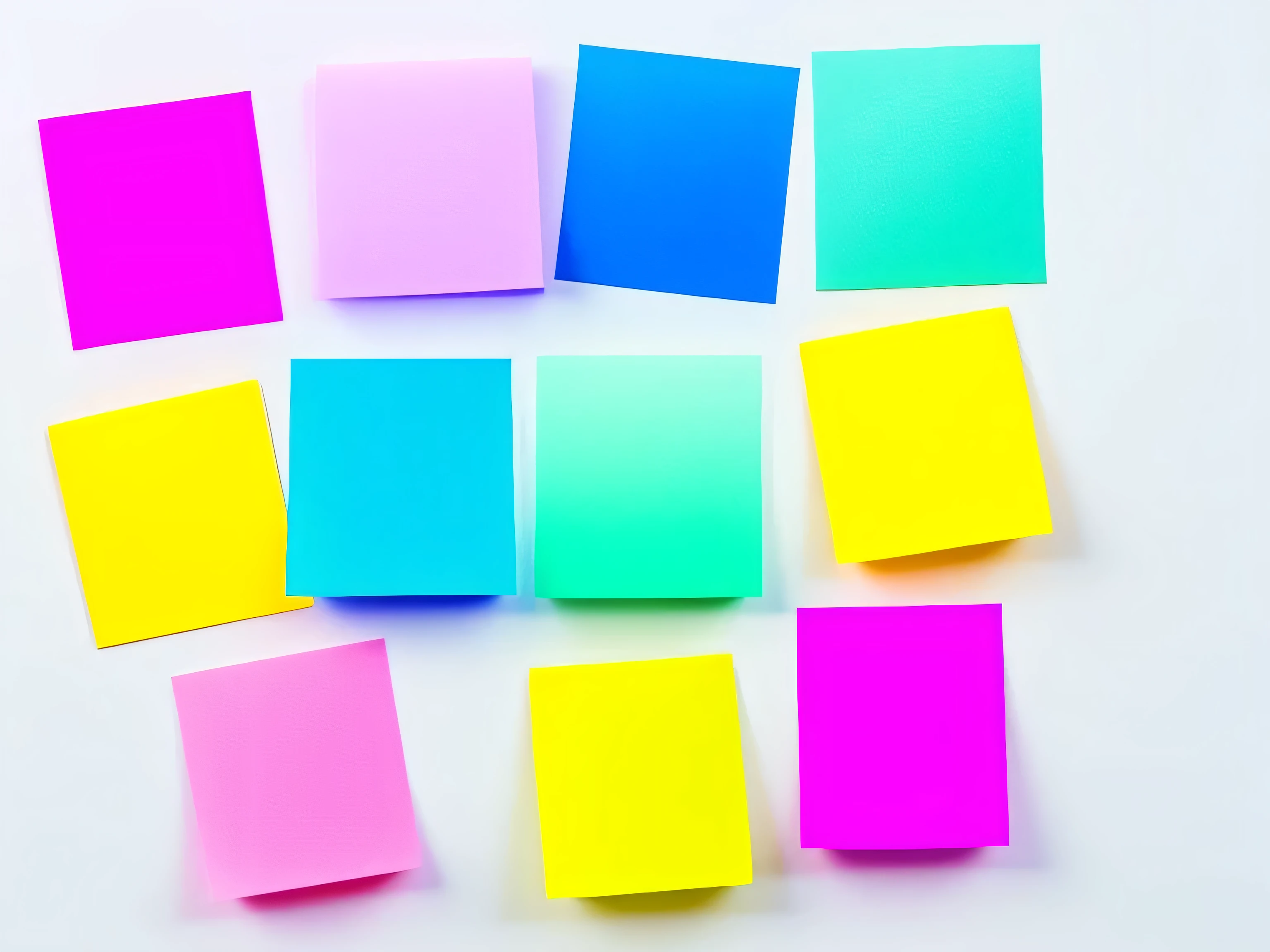 Post-it notes,White background,Vibrant gradient colors