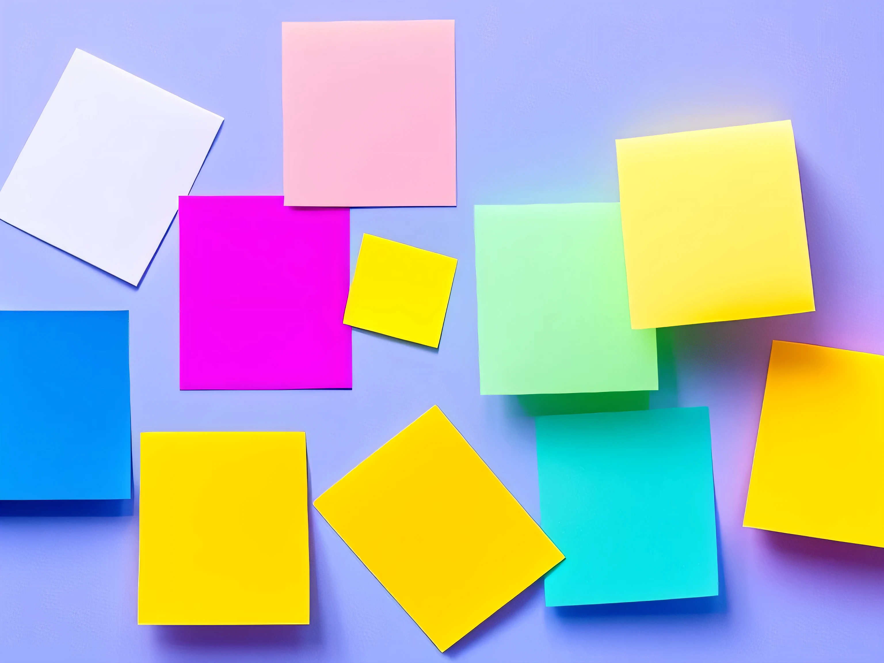 Post-it notes,White background,Vibrant gradient colors