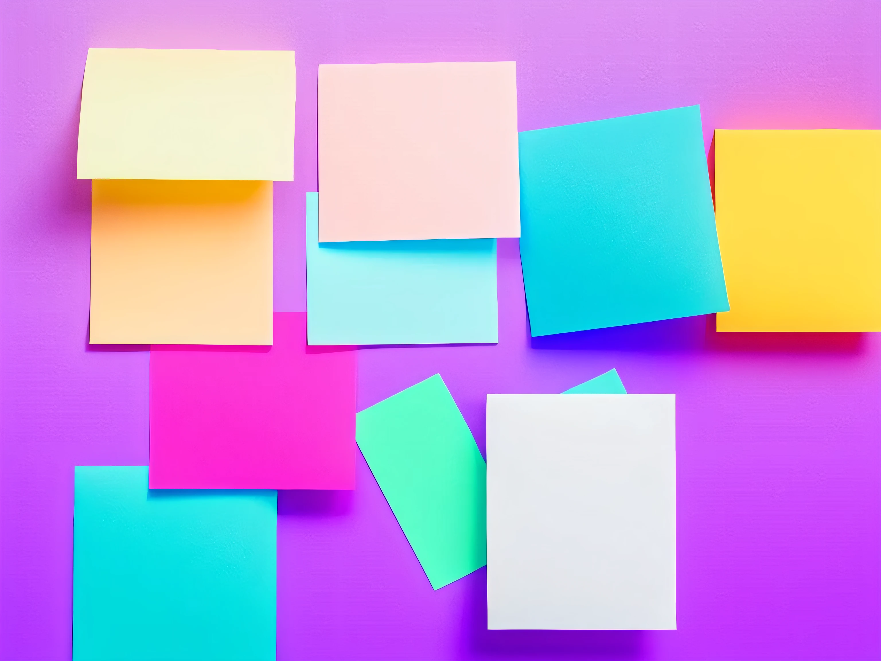 Post-it notes,White background,Vibrant gradient colors