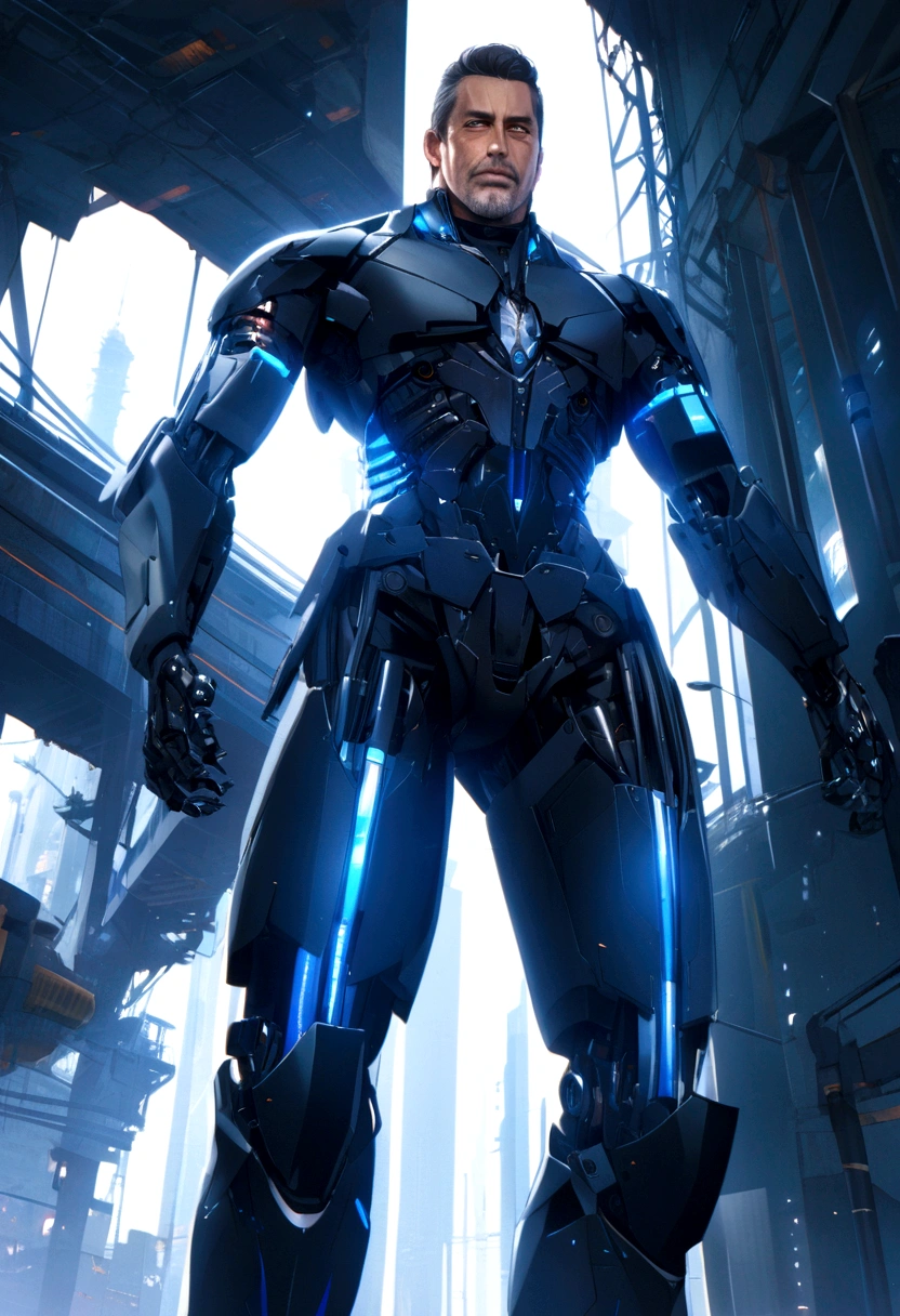 A handsome middle aged man with bionic legs