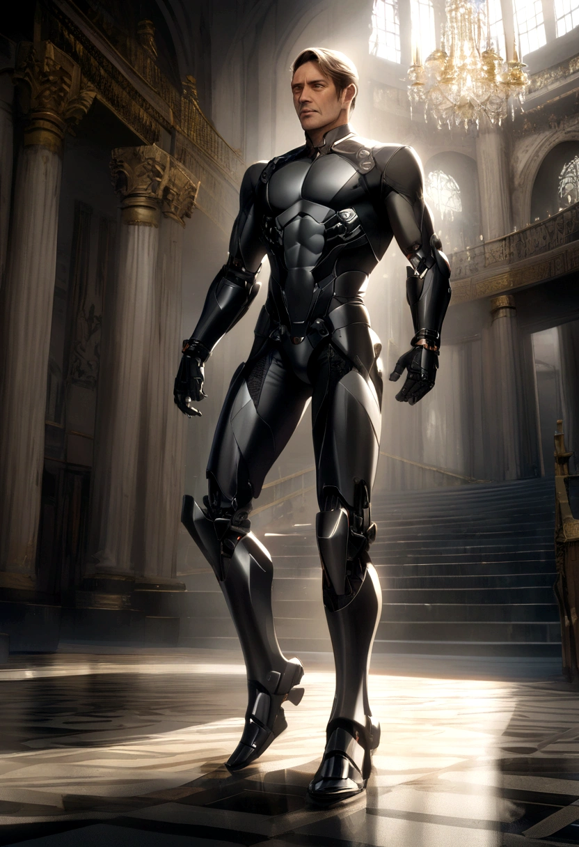 A handsome middle aged man with bionic legs